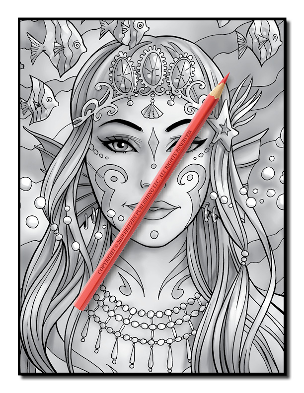 Mermaids Grayscale | Fantasy Coloring Pages for Adults