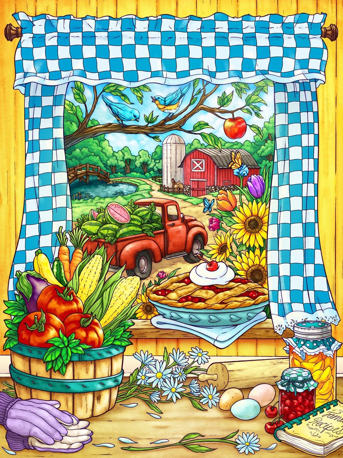 Creative Haven Country Farm Scenes Coloring Book: Relax & Find