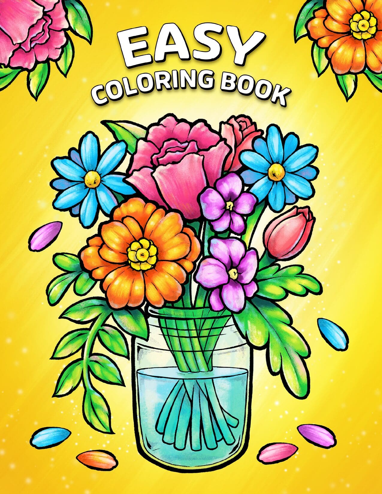 Simple Design Coloring books for adults relaxation: Flower, Floral,  Butterfly and Bird with Simple pattern for beginner (Paperback)
